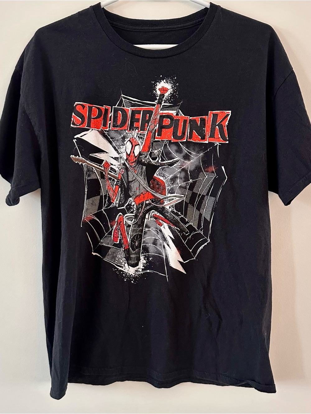Spiderman Across The Spiderverse: Spider-Punk Graphic Tee - Black, Red, White